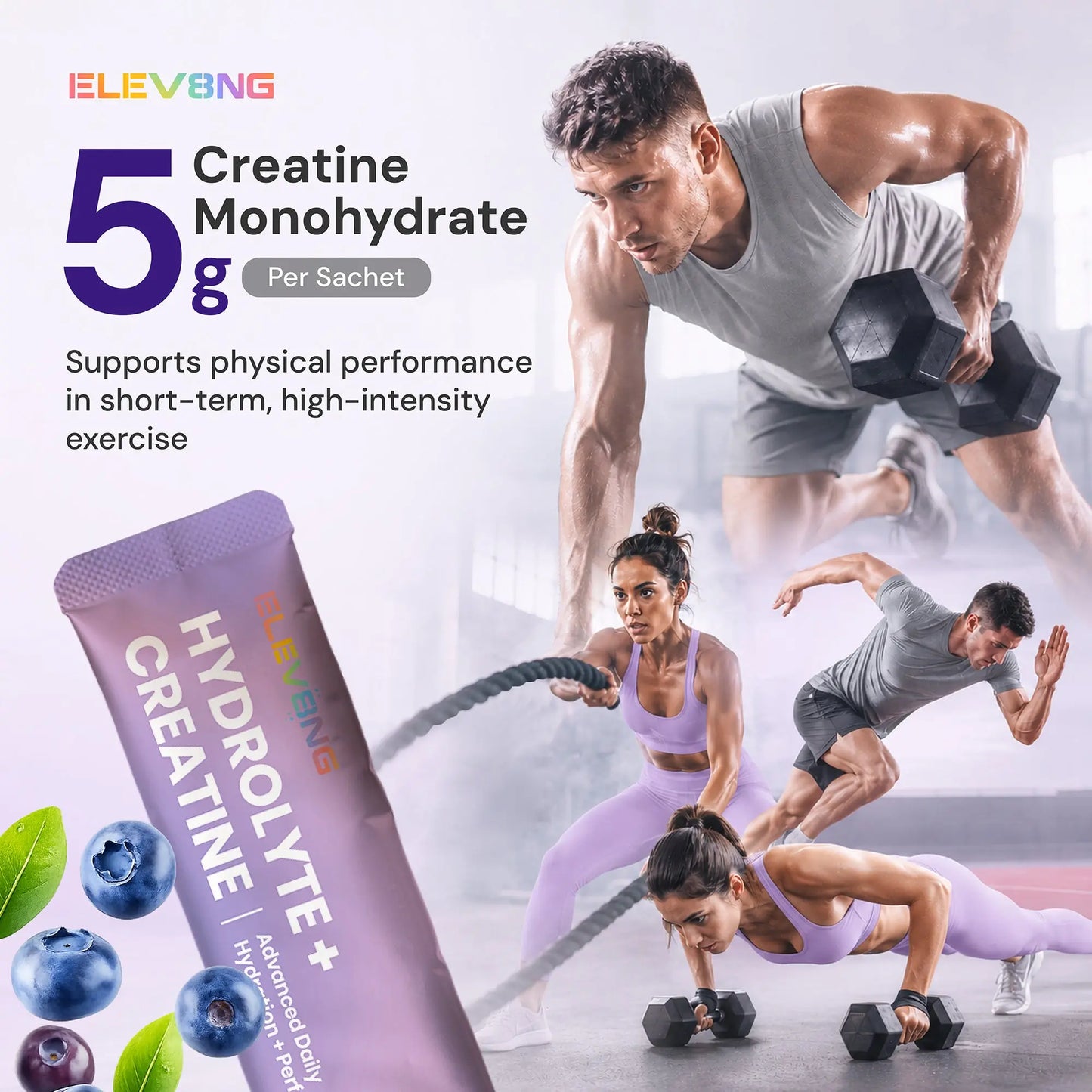 ELEV8NG Hydrolyte + Creatine – Berry Hydration Drink Mix (10 Sachets) 5g Micronised Creatine + Electrolytes + Prebiotic Fibre + Vitamin C (Copy) (Copy) (Copy) Goldman Laboratories