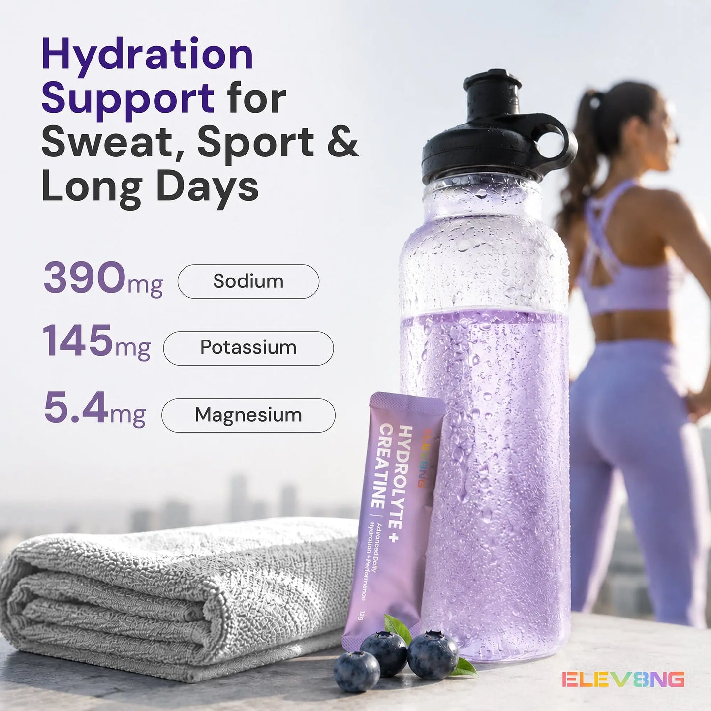 ELEV8NG Hydrolyte + Creatine – Berry Hydration Drink Mix (10 Sachets) 5g Micronised Creatine + Electrolytes + Prebiotic Fibre + Vitamin C (Copy) (Copy) (Copy) Goldman Laboratories