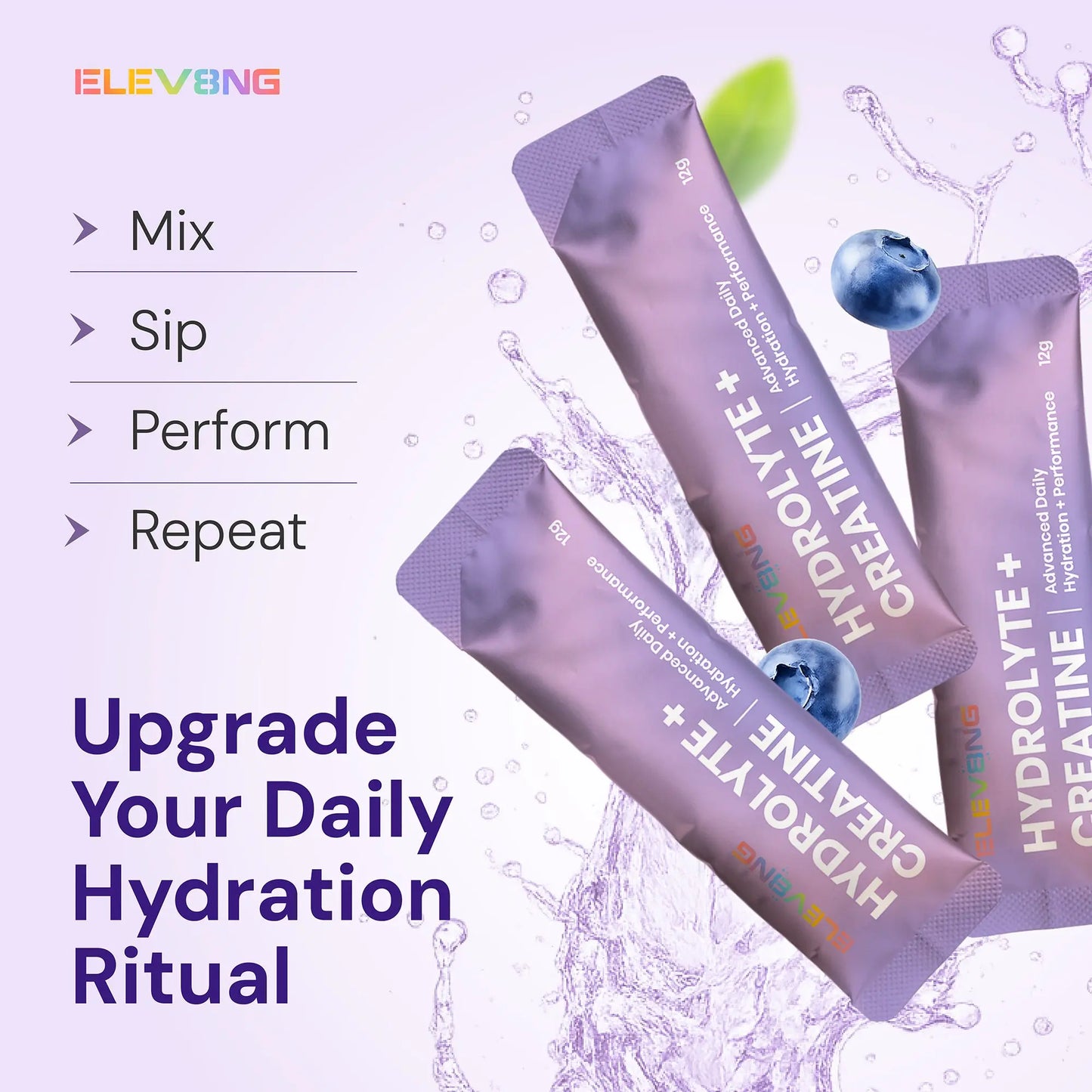 ELEV8NG Hydrolyte + Creatine – Berry Hydration Drink Mix (10 Sachets) 5g Micronised Creatine + Electrolytes + Prebiotic Fibre + Vitamin C (Copy) (Copy) (Copy) Goldman Laboratories