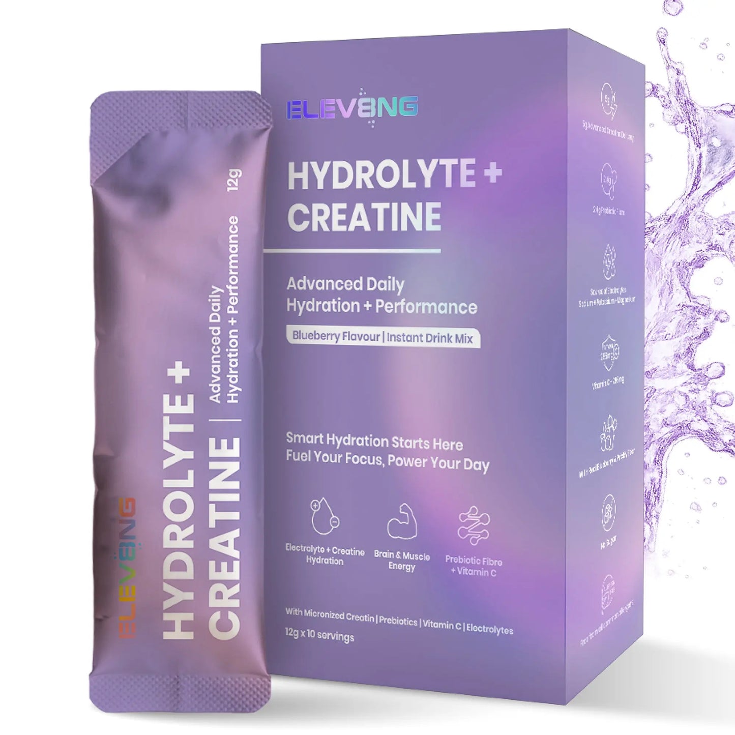 ELEV8NG Hydrolyte + Creatine – Berry Hydration Drink Mix (10 Sachets) 5g Micronised Creatine + Electrolytes + Prebiotic Fibre + Vitamin C (Copy) (Copy) (Copy) Goldman Laboratories