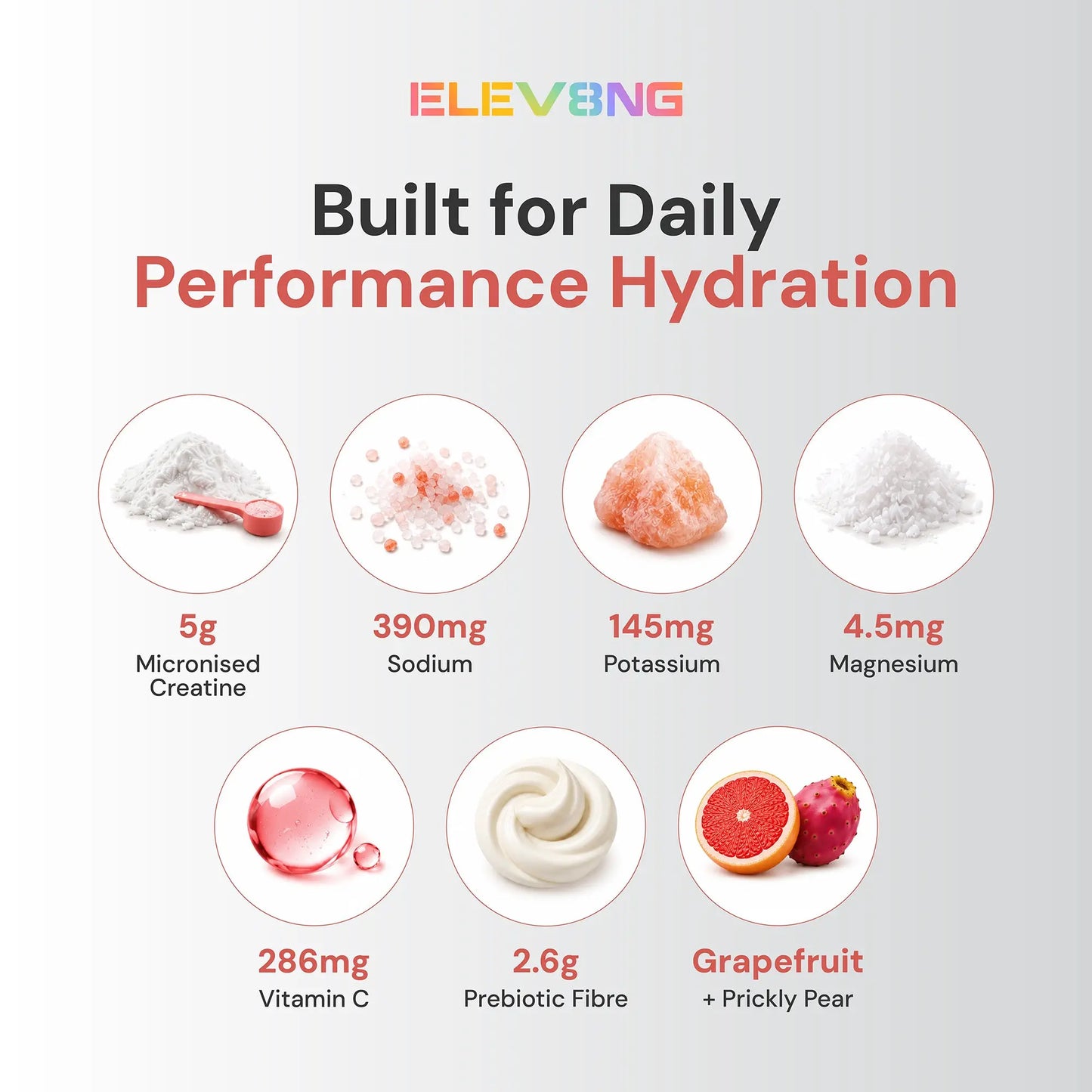 ELEV8NG Hydrolyte + Creatine – Grapefruit Hydration Drink Mix (10 Sachets) 5g Micronised Creatine + Electrolytes + Prebiotic Fibre + Vitamin C (Copy) Goldman Laboratories