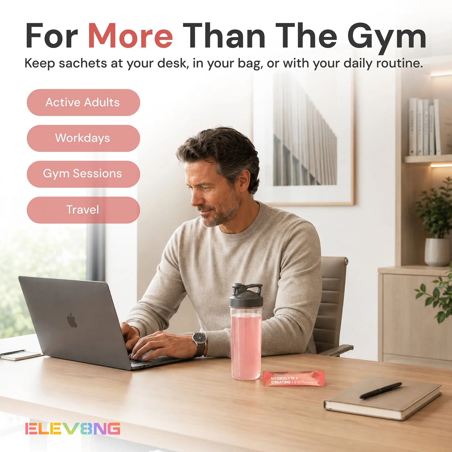 ELEV8NG Hydrolyte + Creatine – Grapefruit Hydration Drink Mix (10 Sachets) 5g Micronised Creatine + Electrolytes + Prebiotic Fibre + Vitamin C (Copy) Goldman Laboratories