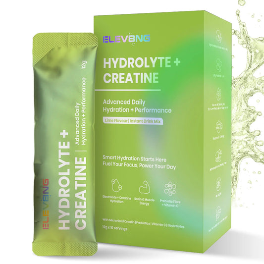 ELEV8NG Hydrolyte + Creatine – Lime Hydration Drink Mix (10 Sachets) 5g Micronised Creatine + Electrolytes + Prebiotic Fibre + Vitamin C Goldman Laboratories